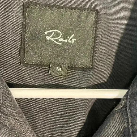 Rails Loren Black Metallic Embroidered Stars Long Sleeve Button Down Shirt Sz M - Picture 7 of 10